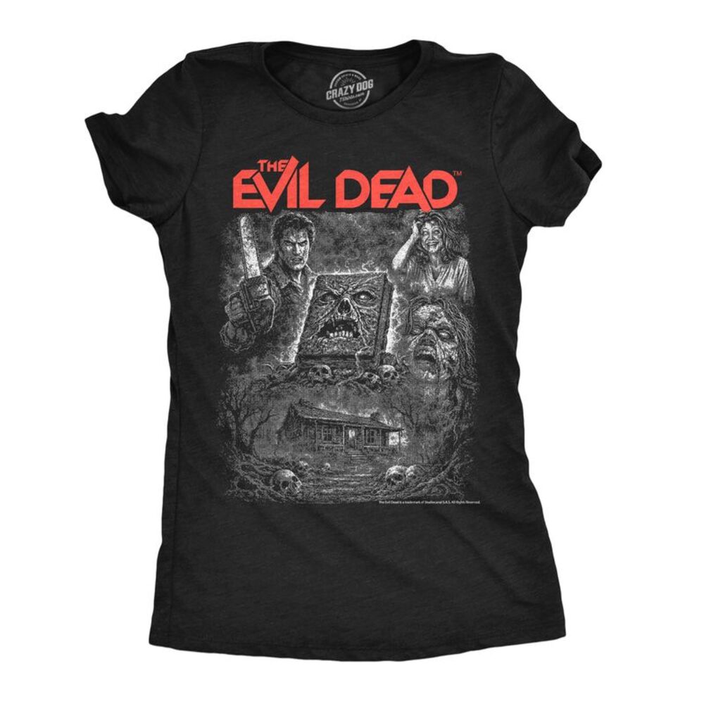 Womens Funny T Shirts The Evil Dead Collage Horror Movie Tee For Ladies